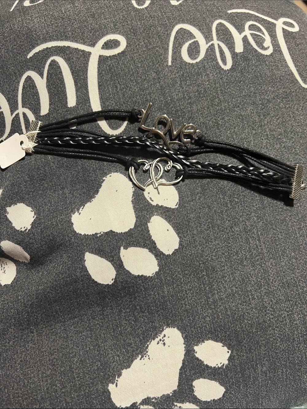 NWT Love Heart Multi-Strand Black Bracelet